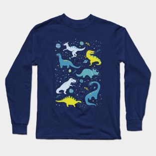 Space Dinosaurs in Bright Green and Blue Long Sleeve T-Shirt